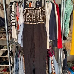 Anthropologie Mirrored Black Jumpsuit